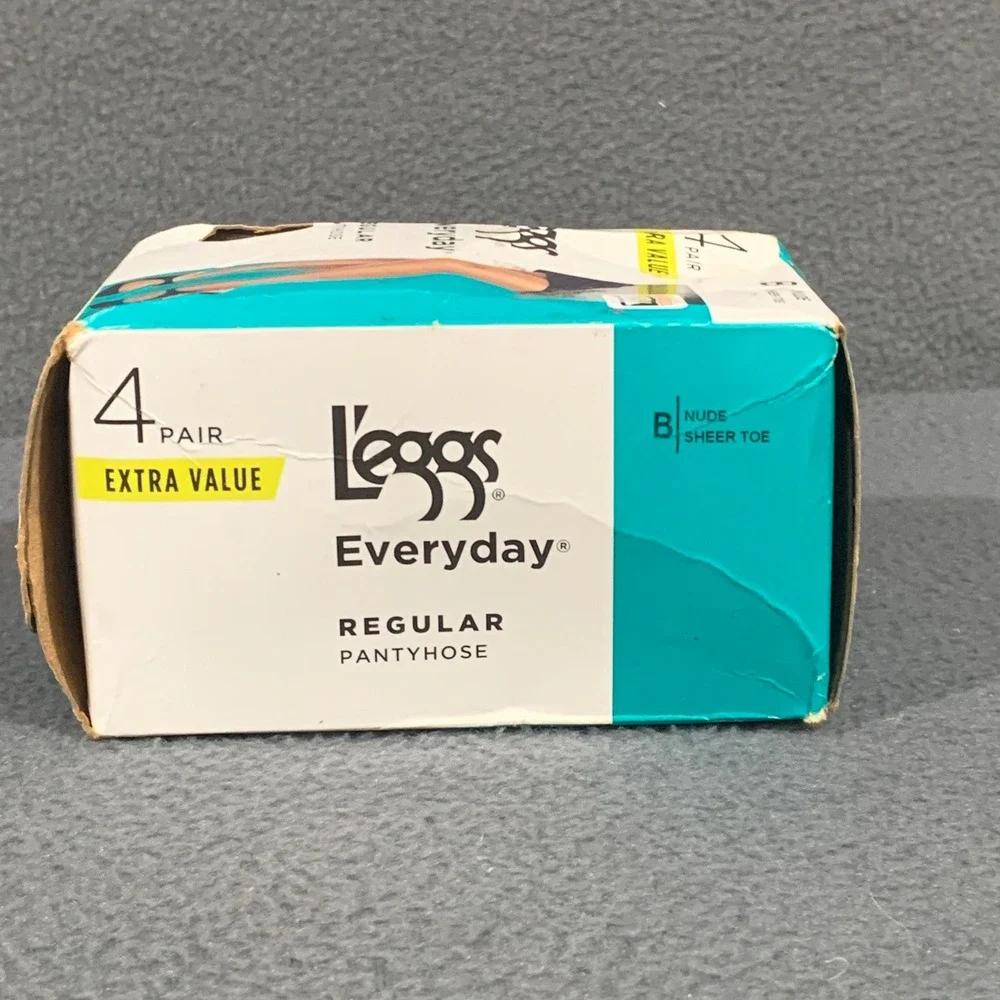 L'eggs Everyday Regular Pantyhose 4 Pair Nude Sheer‎ Toe Size B Medium 43715 USA
